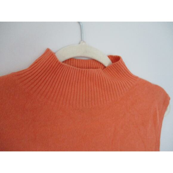 Vintage Y2K Prive Cashmere Orange Sleeveless Turtleneck Sweater Size XL - Picture 2 of 10